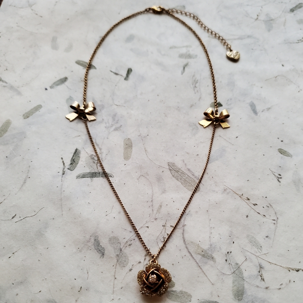 Betsy Johnson Rose & Bows Necklace